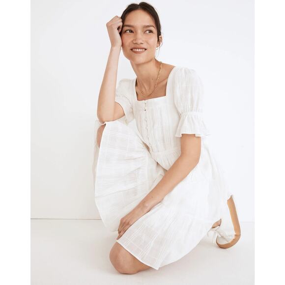 Madewell Puff Sleeve Drawstring Minidress Lighthouse - XL - Picture 2 of 4